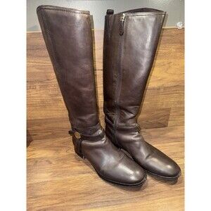 Tory Burch ~ Riding Boots ~W Sz 11M ~ Brown Leather Knee High ~ Zip